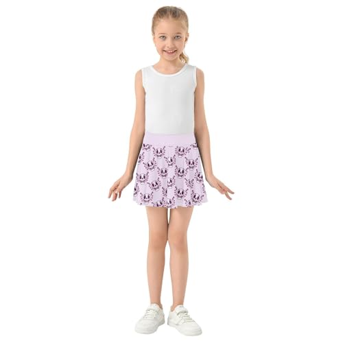 Girls Tennis Skirt Gothic Skeleton Rose with Shorts and Pockets for Golf Running School Athletic Skorts M4