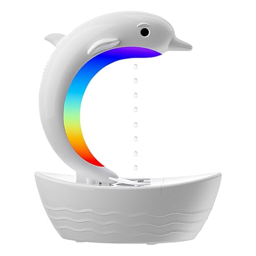 Dolphin Oil Diffuser, Cool Mist Humidifier, Led Night Light, 7 Colors Night Light, Rain Drop Decoration, Yoga Oil Diffuser, Humidifier Night Light, Led Dolphin Diffuser for Bedroom, Yoga