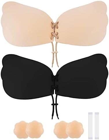 Makita Adhesive Bra Strapless Sticky Invisible Push up Silicone Bra for Backless Dress with Nipple Covers Sticky Bra