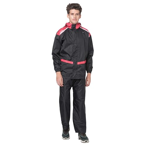Image of Citizen Hooded Raincoat for Men Women Waterproof for Bike Riders Dobby Fabric Lightweight Stylish Sealed Hood, Large Pockets, Heavy-Duty Zippers Rainwear with Carry Pouch-CR017