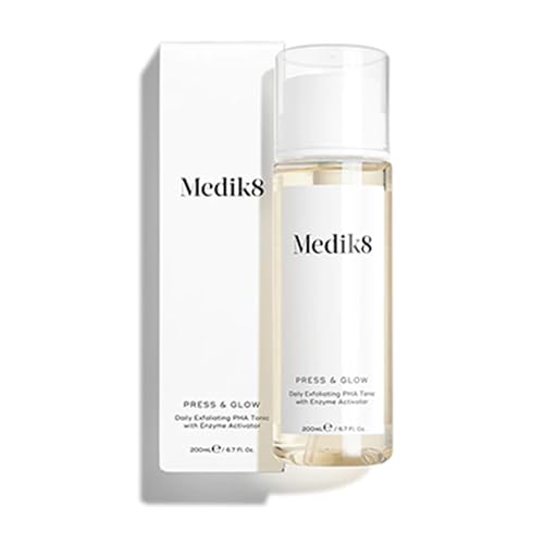 Medik8-Press-Glow-Daily-Exfoliating-PHA-Tonic-with-Enzyme-Activator-Polyhydroxy-Acid-Toner-Gentle-Cleansing-Exfoliant-for-Clarifying-Skin-Toning-and-Redness-For-Radiant-Glass-Skin-67-oz Medik8 Press & Glow Daily Exfoliating PHA Tonic with Enzyme Activator - Polyhydroxy Acid Toner - Gentle, Cleansing Exfoliant for Clarifying, Skin Toning, and Redness - For Radiant Glass Skin - 6.7 oz - Image 1