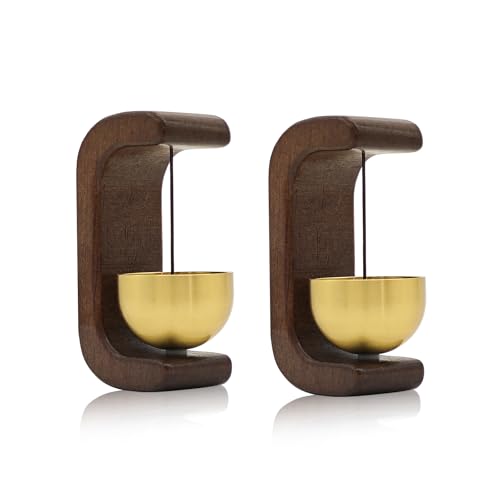 Magnetic Door Chime 2-Pack - Wooden Wind Chime Bells for Door Opening Wireless Adhesive Entry Alert with Soft Chime for Home Office Shop Pet Doors(Black Walnut)