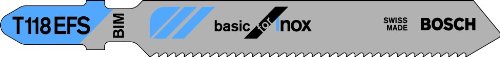 Bosch Professional 3 Stichägeblätter T 118 EFS Basic for Inox (for Stainless steel sheets, Accessories Jigsaw)