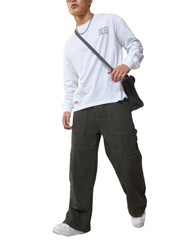 Image of Bewakoof Men Mid Rise Denim Solid Straight Fit Jeans|Straight Fit Jeans - Regular Fit | Classic Denim Pants | Everyday Casual