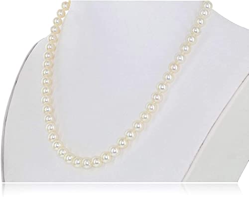 14K White Gold & Yellow Gold, White Freshwater Cultured Pearl 22" Strand Princess Choker Necklace with Clasp - AAA Quality4