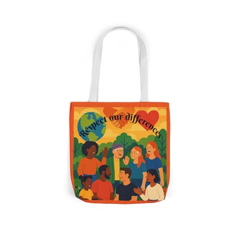Respect Our Differences Colorful Canvas Tote Bag, Shopping Bag, Gifts, Casual Tote Bag, Inclusion, Diversity2