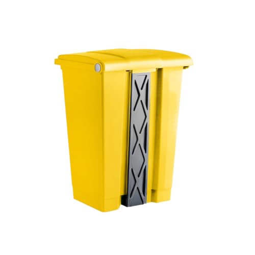 Zedfire Plastic Garbage Bin with Foot Pedal, Hands-Free Garbage Can, Yellow, 18 Gallon Rectangular Step-On Commercial Trash Can for Restaurant/Office/Kitchen