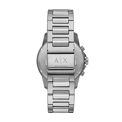 Armani Exchange Stainless Steel Analog Black Dial Men Watch-Ax1720, Silver Band