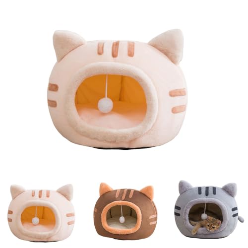 LIVIA猫 ドームハウス 猫はうす ドーム 屋外 猫ハウス ドーム型 猫 ベッドドーム 小型犬 猫用 犬猫兼用 暖かい ふわふわ 折りたたみ式寝マット マット クッション 保温防寒 猫犬小動物用 室内用厚み 冬 寒さ対策 可愛い おしゃれ (35*35*