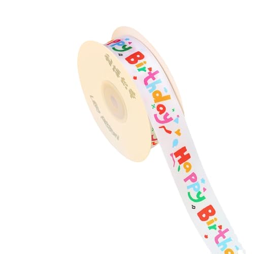 24 Yard Happy Birthday Ribbon Gift Wrapping Crafts Party Decoration Colorful Happy Printed Themed Cake Decorating (Bold Type 1 Pack)