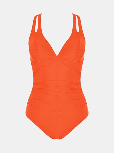 Image of CUPSHE Women's One Piece Swimsuit Tummy Control Deep V Neck Double Straps Crisscross Back Tie Bathing Suit