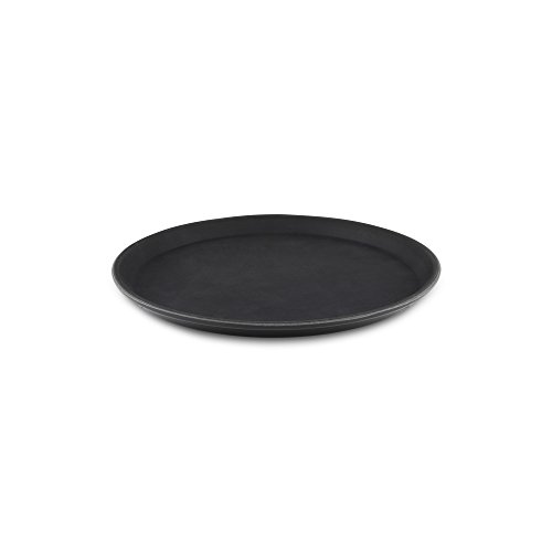 Grunwerg Vassoio per Alimenti in plastica Super gommata Antiscivolo e Antisdrucciolo, Nero, 27cm Diametro