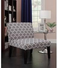 Emily Accent Chair, Gray Trellis - white trellis pattern on gray background