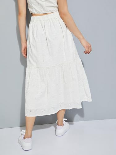 Image of Max Women's Cotton Midi URB N Schiffli Skirt
