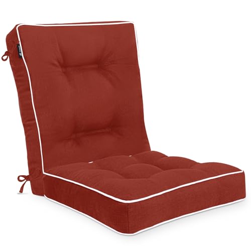 Favoyard Rocking Chair Cushion Set, Indoor & Outdoor Rocker Cushions, Water Resistant Seat Cushion Set for Patio Furniture 3-Year Color Fastness Chair Pads with Ties, Red