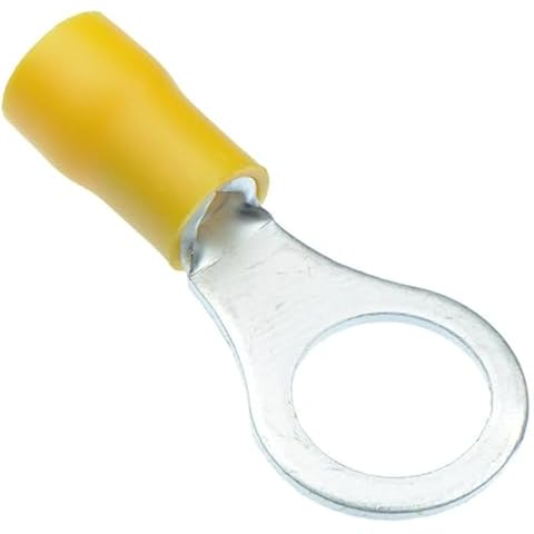 10 x Yellow 10.5mm Insulated Crimp Ring Terminals Cover