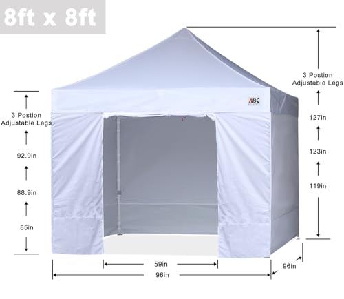 Image of ABCCANOPY Commercial Pop Up Canopy Tent with Sidewalls 8X8,White
