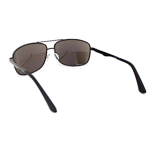 Mens Narrow Rectangle Spring Hinge Luxe Officer Metal Rim Sunglasses4
