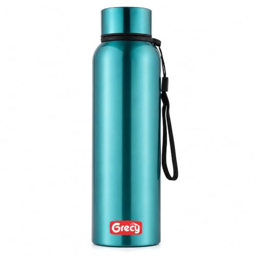Image of GRECY Hydra Sip Steel Water Bottle 1000ml | Leak Proof | BPA Free | Food Grade Stainless Steel | Rust Proof | Single Wall | Odour Free | Lightweight | School Office Travel | Metallic Blue