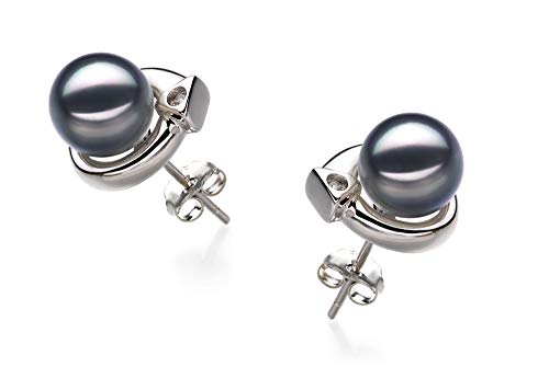 Angelina Black 7-8mm AA Quality Japanese Akoya 925 Sterling Silver Cultured Pearl Earring Pair For Women2