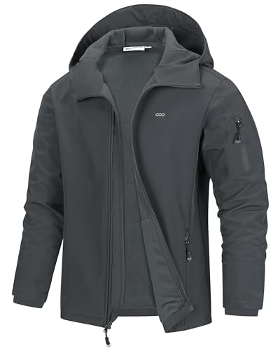 33,000ft Men's Hooded Softshell Jacket Waterproof Lightweight Insulated Windbreaker Fleece Lined Rain Shell Jacket