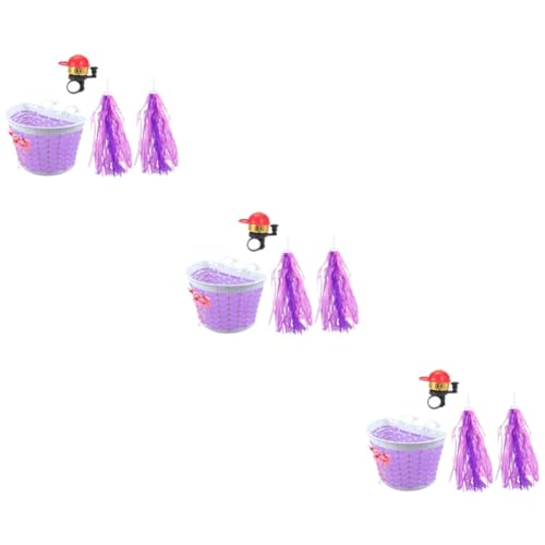 Yardwe 12pcs Boy Girl Bike Accessory Set Handlebar Basket Streamers Random Bell Fun Decorative Supplies for Boy Girl Basket Streamers