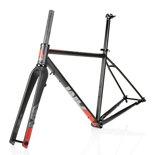 QHIYRZE Cr-Mo Steel Frameset 700c Road Bikes Frame Disc Brake 48/50/52/54/56cm Thru Axle Road Frame BSA68mm (Color : Red, Size : 56cm)