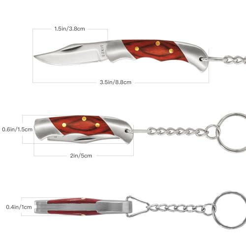 EZKIT Small Pocket Knife, EDC Pocket Knife, D2 Stainless Steel and Wood Handle, Small Knife, Blade Length 1.5in