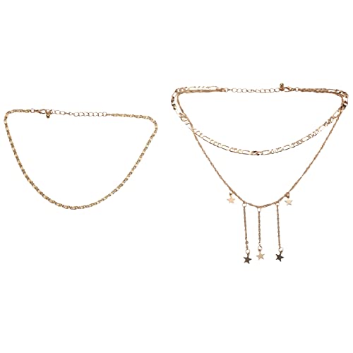 Gvvsjgdbis -de-cuello multicapa con borla de estrella de moda Collar con colgante Collares de cadena de oro encanto Regalos de accesorios de las mujeres, Metal