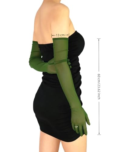 XXDingbs Women's 1920s Sexy Long Sheer Gloves Stretchy Mesh Tulle Gloves Opera Party Dance Bridal Gloves