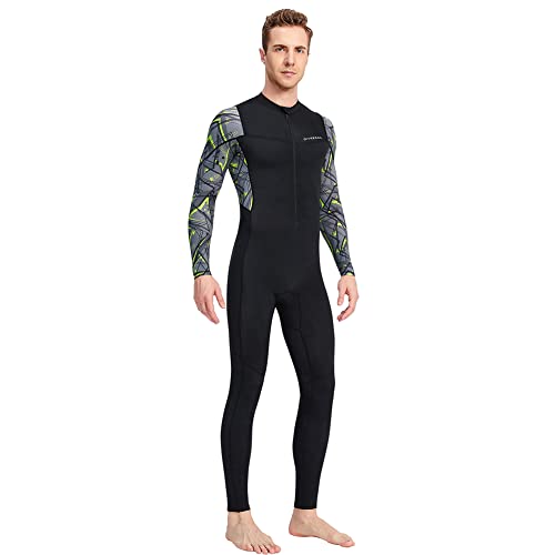 Dive Skins for Women Men Full Body Swimsuit Rash Guard Scuba Skin Thin Wetsuit, One Piece Long Sleeve Quick Dry Diving Skin UV Protection Surfing Spandex Wet Suit for Water Sport (2XL, Men Black)