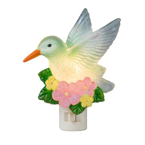 Image of Novelty Lights LED Lamp Hummingbird with Flowers Spring Easter Decoration Night Light with Swivel Plug