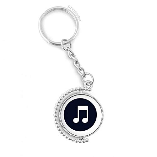 Porte-clé rotatif double croche motif musique multicolore anneau robuste