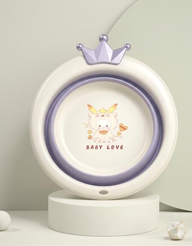 Image of Safe-O-Kid Foldable Baby Bath Basin for Newborns & Infants | Portable Baby Wash Tub, Lightweight Collapsible Plastic Washbasin for Home & Travel (Purple)
