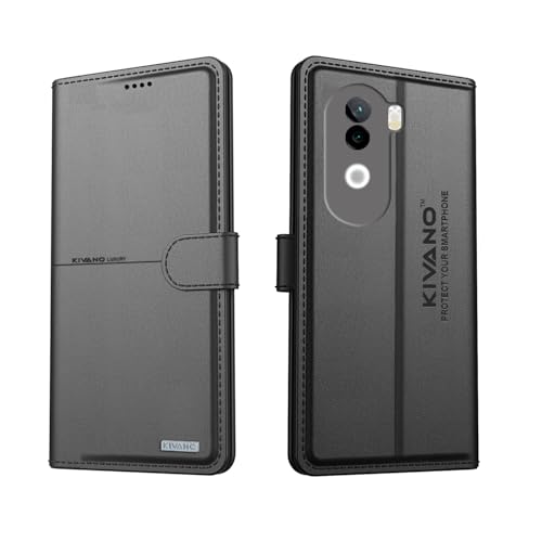 Image of Compatible with Vivo V40e 5G / iQOO Z9s 5G Flip Cover | Leather Finish | Inside Pockets & Inbuilt Stand | Shockproof Wallet Style Magnetic Closure Back Cover Case