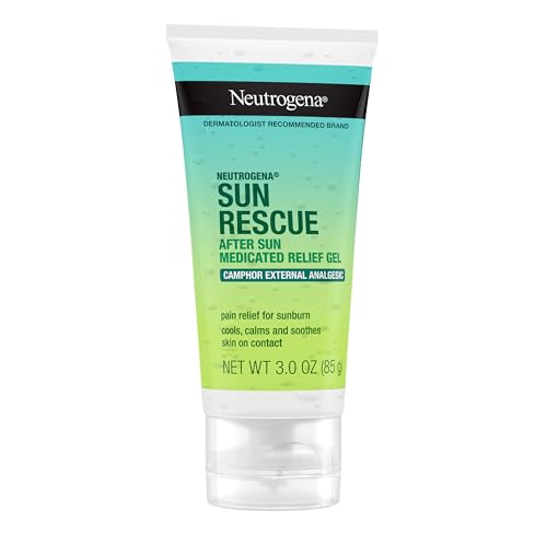 Neutrogena Sun Rescue After Sun Medicated Relief Gel with 0.45% Camphor External Analgesic For Cooling & Soothing, Painful Sunburn & Itch Relief, Fragrance-Free 3 Oz