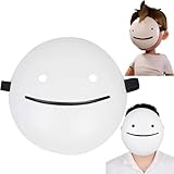 DEAUVIOR Unisex Halloween Dream Mask Anime White Smile Dream Masks Full Face Mask Helmet Cosplay Props Party Accessories (9 inch)
