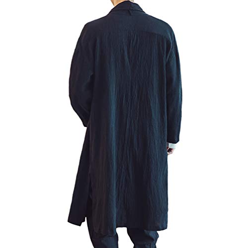 HAORUN Men Cotton Linen Kimono Loose Coat Yukata Japanese Jackets Long Bathrobe Casual3