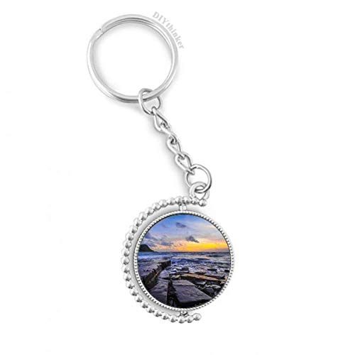 Llavero rotativo de piedra de océano y naturaleza para colgar llaves de casa y coche