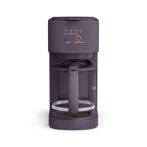 BELLA VersaBrew 2-in1 Coffee Maker K-Cup compatible Brew 3 Sizes Carafes & Single Serve Cups Dishwasher Safe Reusable Filter & Filter Holder Iced Coffee Function 60oz Tank Plum