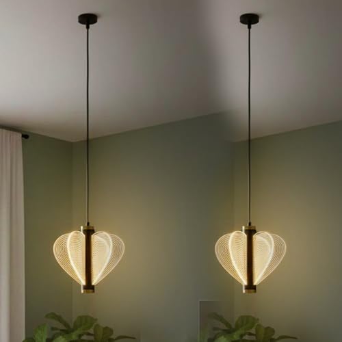 Image of Heart Wing Modern LED Pendant Light | Luxury Heart Wing Design Ceiling Hanging Lamp | 3 Color Modes | Black & Gold Finish Decorative Light for Living Room, Bedroom, Dining Room, Restaurant