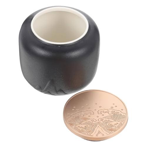 BEBEMOKO 黒陶器の茶筒 ミニキャンディーキャニスター ポータブルティージャー ミニティージャー ティー缶の封印 陶器のシュガーボウル ミニ茶器 家庭用茶器 エレガントな茶器 お茶 Black