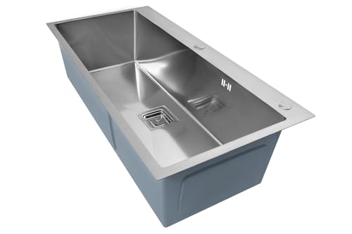 Image of CROCODILE 304 GRADE SINGLE BOWL STAINLESS STEEL HANDMADE KITCHEN SINK (37 inchx18 inch SB with Tap Hole)