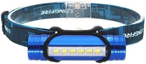 Akumulatorowa latarka czołowa LED, Latarka czołowa USB akumulatorowa mini latarka przenośna latarka zewnętrzna kempingowa czołówka do ładowania mobilnego zasilacz(Blauw)