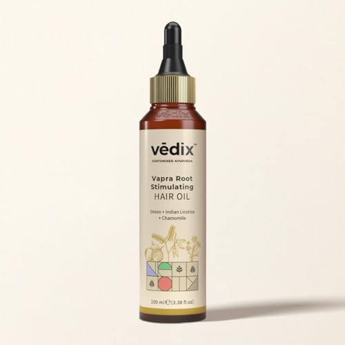 Vedix Vapra Root Stimulating Ayurvedic Hair Oil | Hair Growth Oil With Chamomile + Indian Licorice + Onion Hair Oil - Customized Anti Hair Fall Control Oil - 100ml