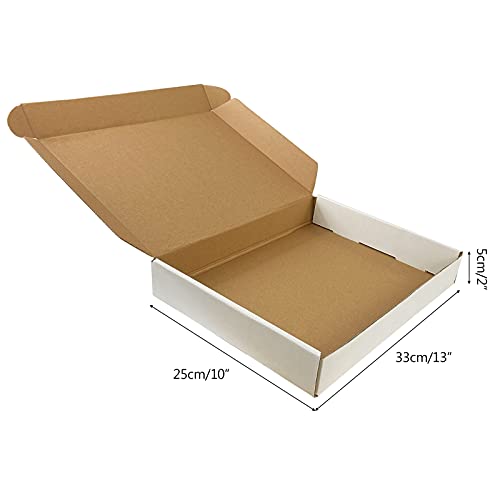 Image of RLAVBL 13x10x2 Inches Shipping Boxes Set of 25, White Small Corrugated Cardboard Box, Mailer Boxes for Packing Small Business
