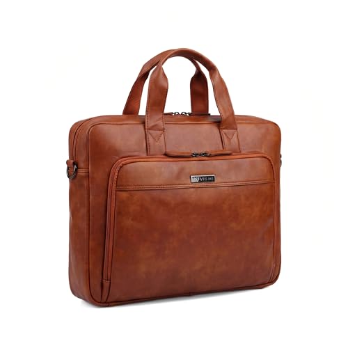 Image of VISMIINTREND Vegan Leather Laptop Bags for Men & Women, Office /Travel, Laptop Messenger /Briefcase Bag, Stylish, Fits 13 /14 /15.6 Inch Laptop, Macbook Bag | Corporate Gifts for Men