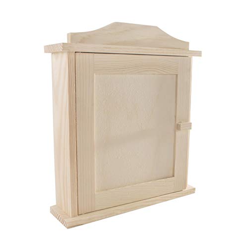 Armoire à clés en bois | 5 crochets | Support de rangement mural | Organiseur de maison | Pin décoratif non peint et non traité pour travaux manuels Cover