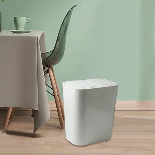Corbeille à déchets rectangulaire blanche tri humide et sec 12L - 7