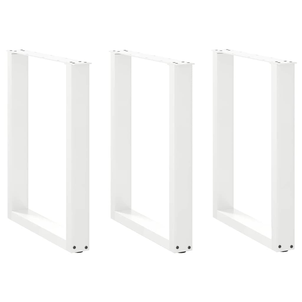 SXZenSpace White U-Shaped Dining Table Legs 3 pcs 70x72-73 cm Powder-Coated Steel Adjustable Feet Modern Kitchen Office Desk Support for Living Room Home Workspace